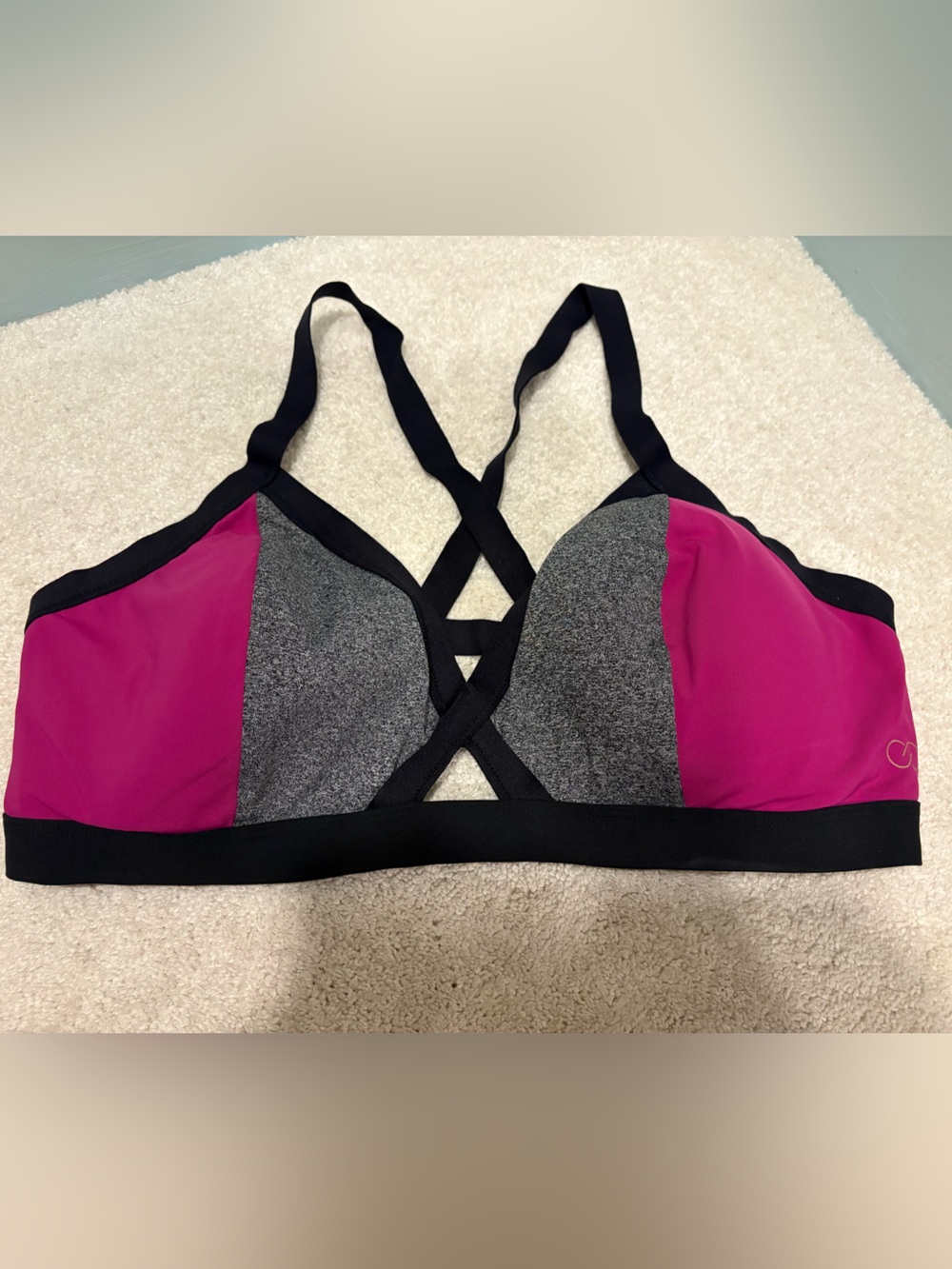CALIA by Carrie Underwood Fuchsia & Gray Strappy Swim Top Size XL